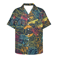 Thumbnail for Dark Coloured Passport Stamps Designed 3D Hawaiian Shirts