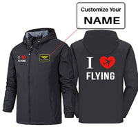 Thumbnail for I Love Flying Designed Rain Jackets & Windbreakers