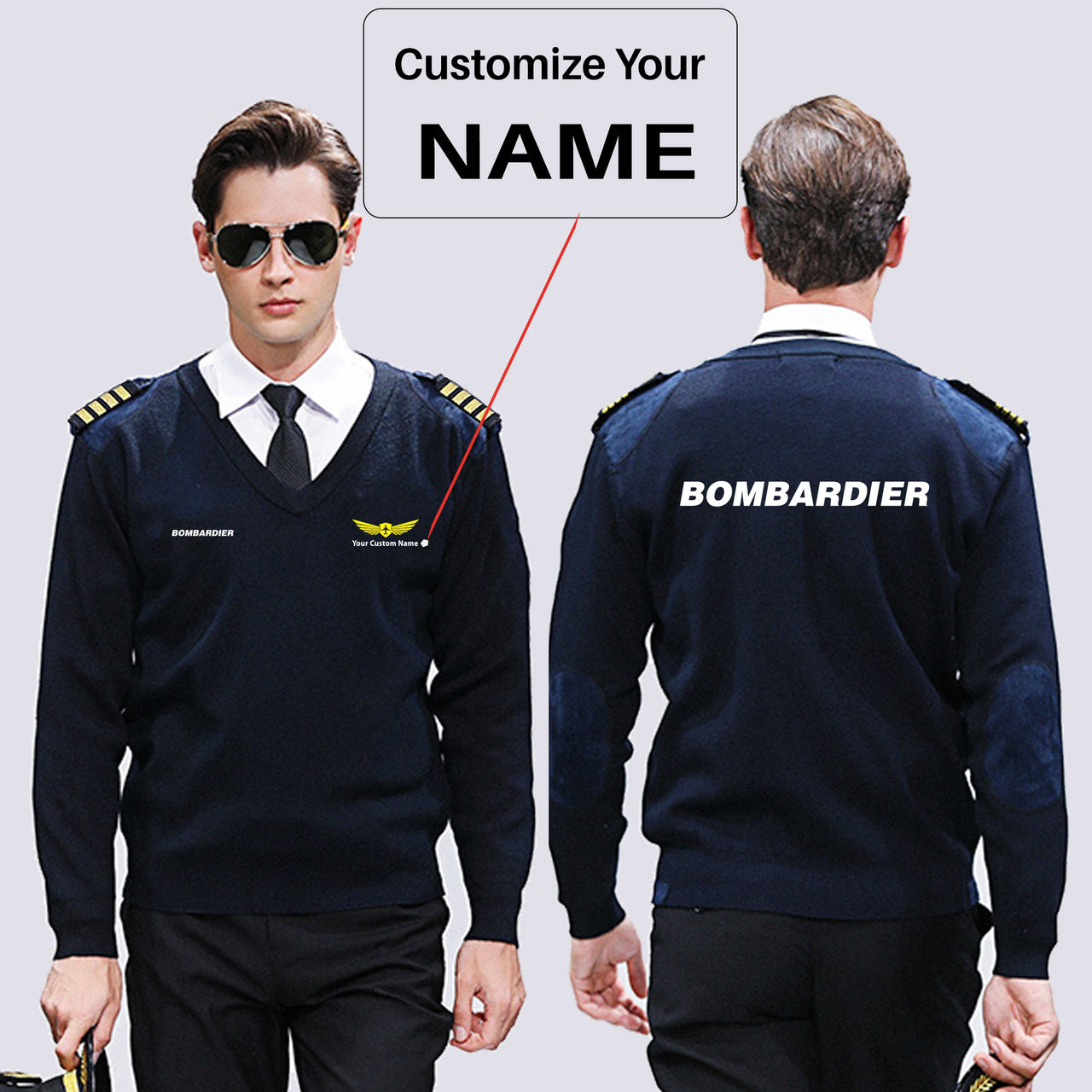 Bombardier & Text Designed Wool Pilot Sweaters