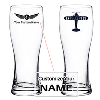 Thumbnail for Eat Sleep Fly & Propeller Designed Pilsner Beer Glasses