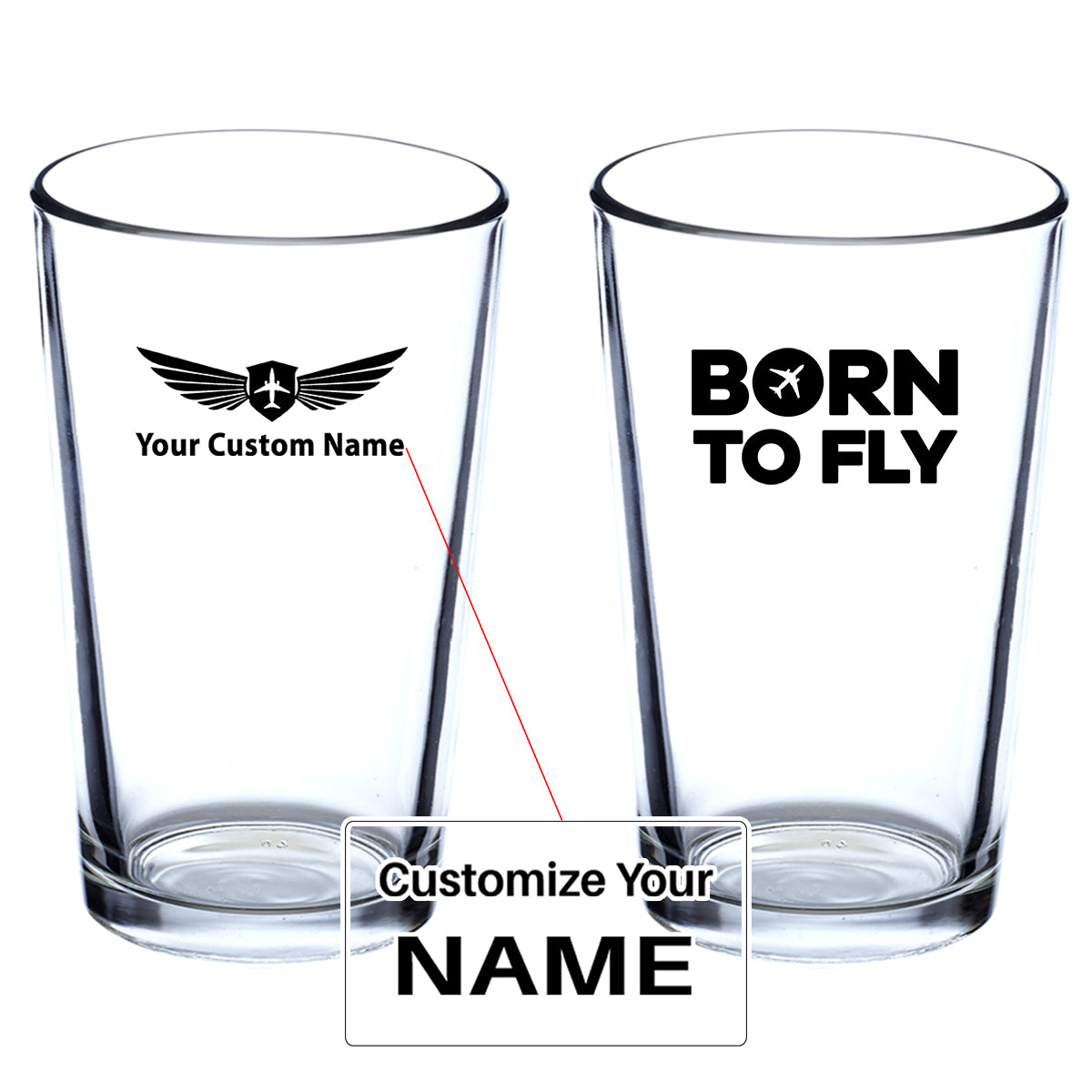 Born To Fly Special Designed Beer & Water Glasses