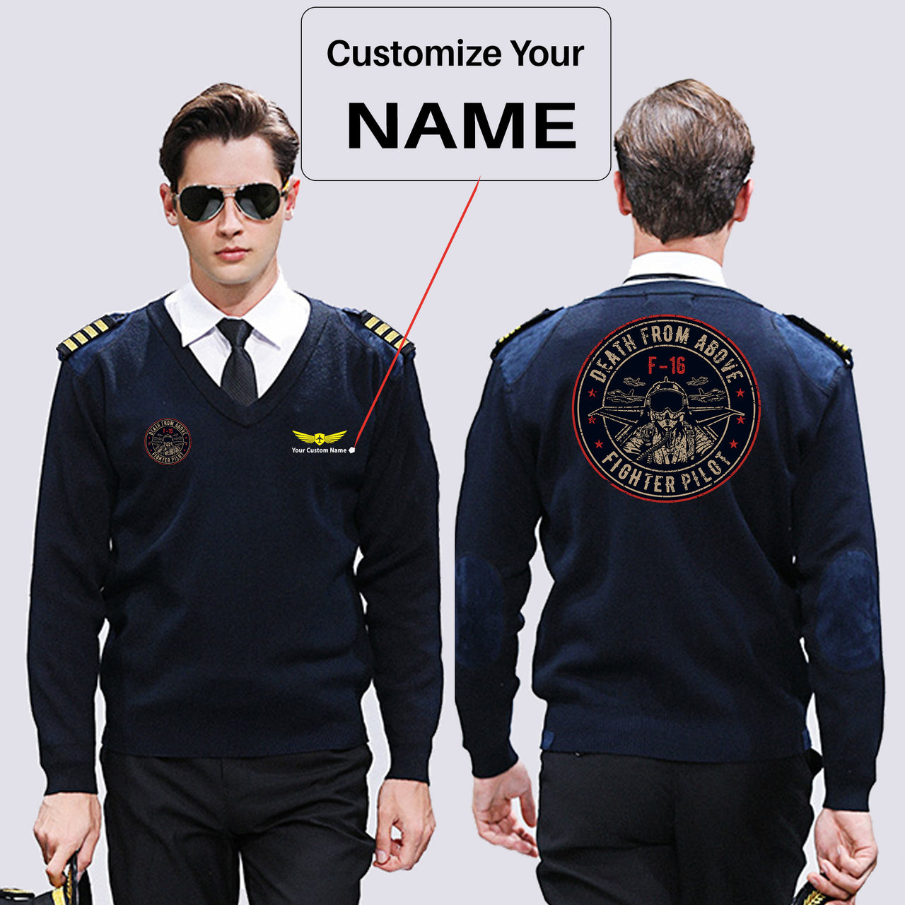 Fighter Jet 16 - Death From Above Designed Wool Pilot Sweaters