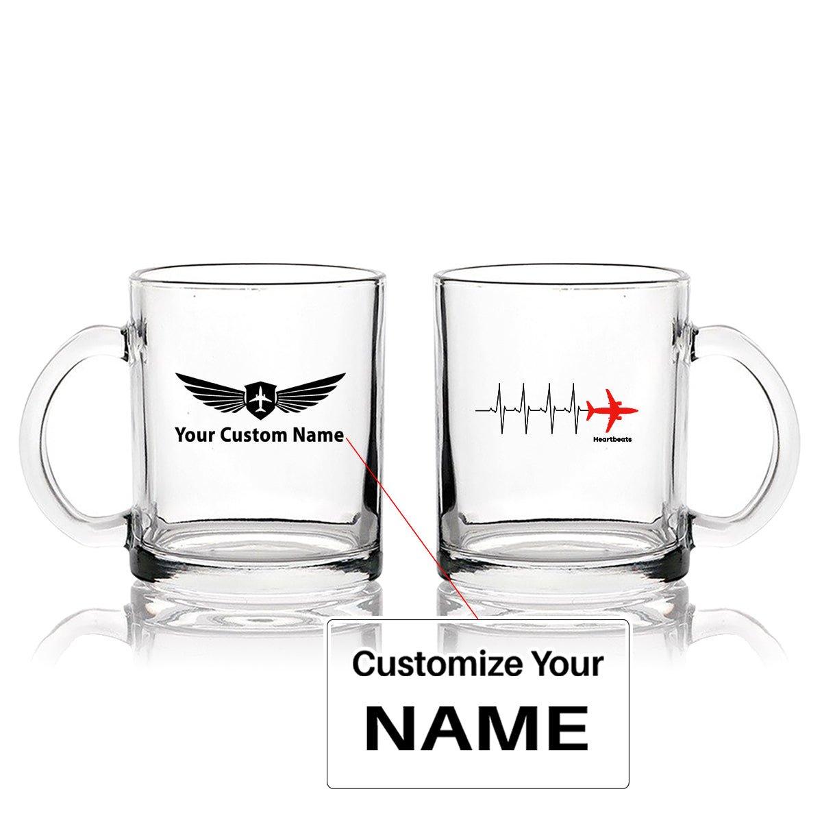 Aviation Heartbeats Designed Coffee & Tea Glasses
