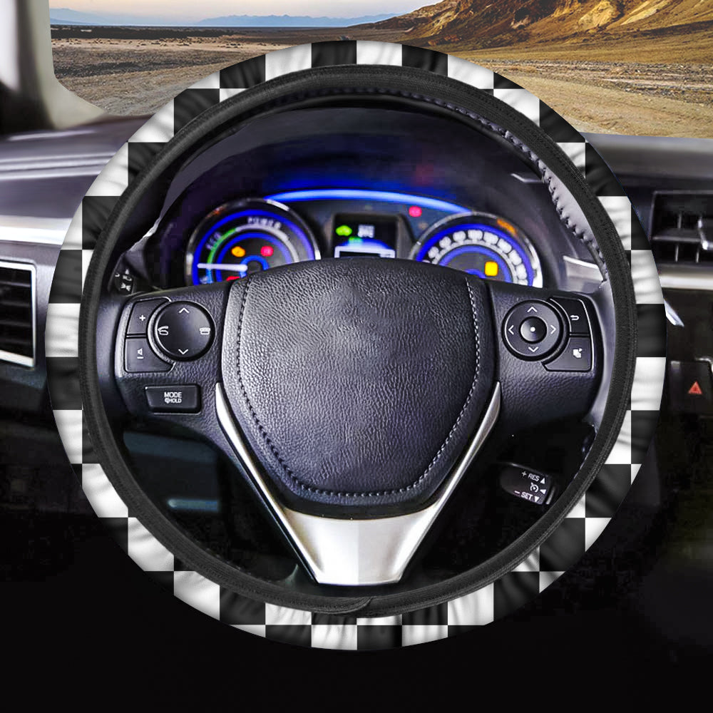 Black & White Boxes Designed Car Steering Wheel Cover