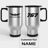 Thumbnail for 767 Flat Text Designed Travel Mugs (With Holder)