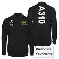 Thumbnail for A310 Text Designed Long Sleeve Polo T-Shirts (Double-Side)