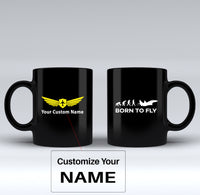 Thumbnail for Born To Fly Military Designed Black Mugs