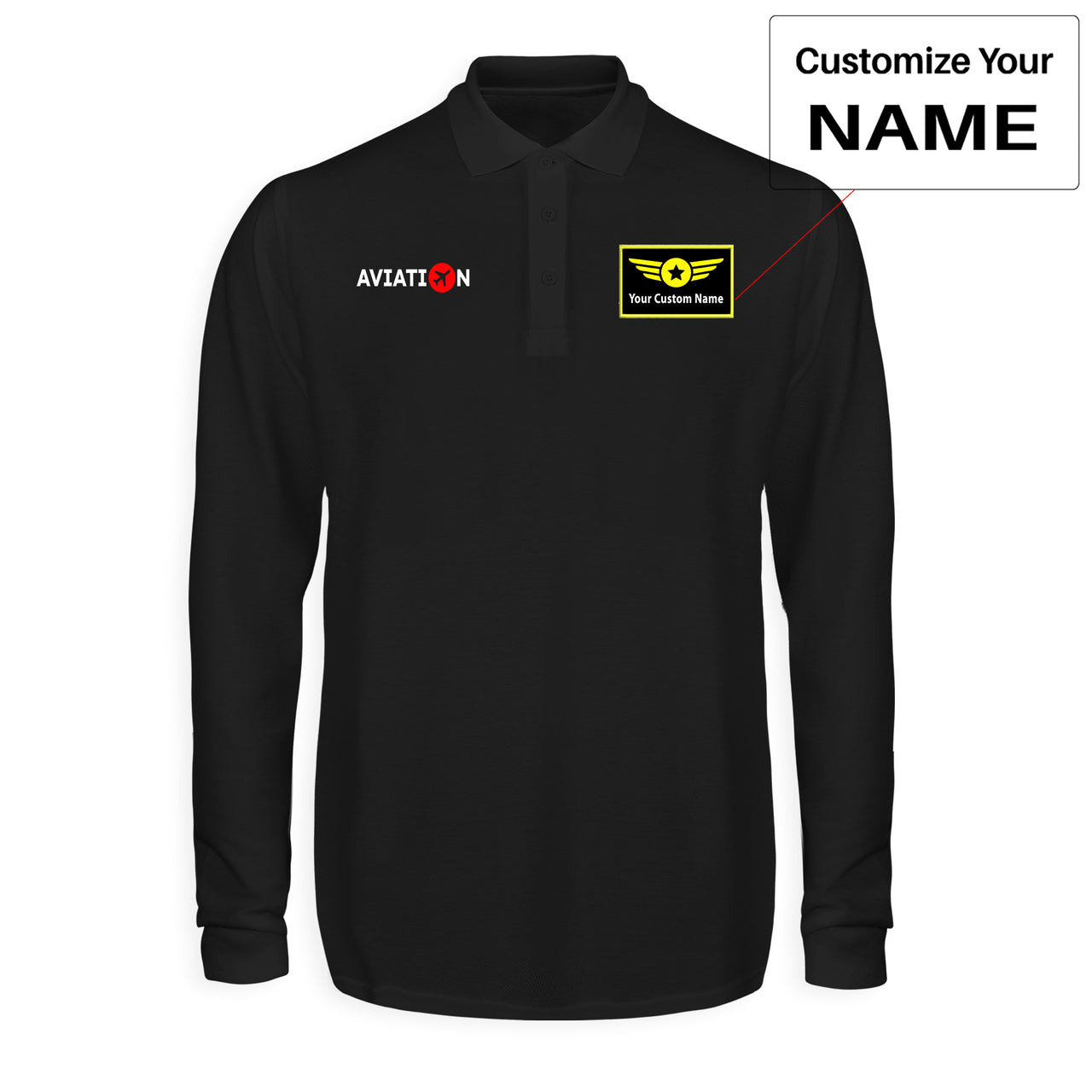 Aviation Designed Long Sleeve Polo T-Shirts