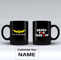 Thumbnail for Ready For Takeoff Designed Black Mugs