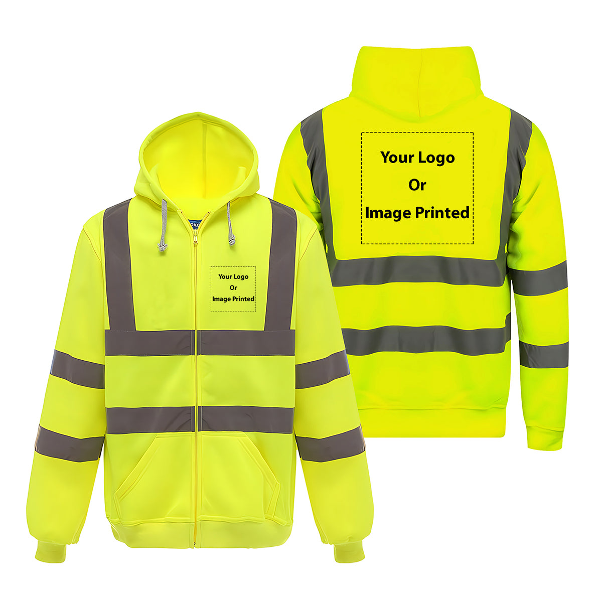 Double Side Your Custom Logos Designed Reflective Zipped Hoodies
