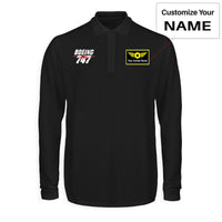 Thumbnail for Amazing Boeing 747 Designed Long Sleeve Polo T-Shirts