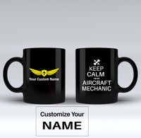 Thumbnail for Aircraft Mechanic Designed Black Mugs