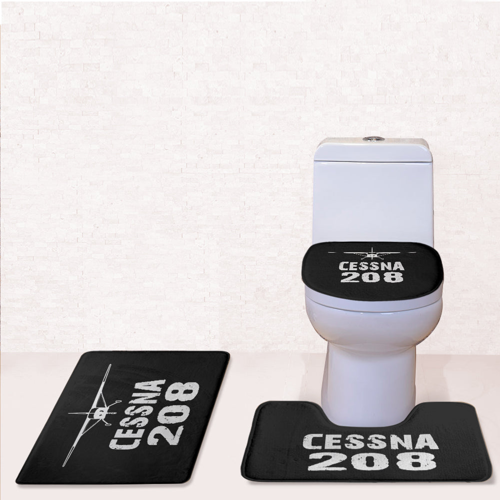 Cessna 208 & Plane Designed Toilet Seat Cover Three-piece Set
