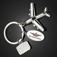 Thumbnail for Custom Name (Badge 3) Designed Suitcase Airplane Key Chains