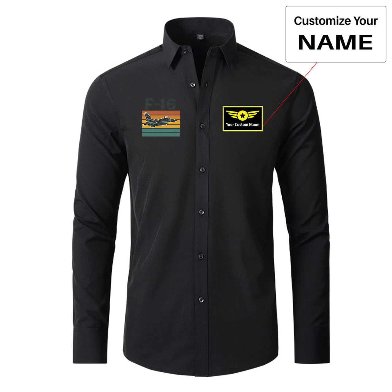Retro Fighter Jet F16 Designed Long Sleeve Shirts
