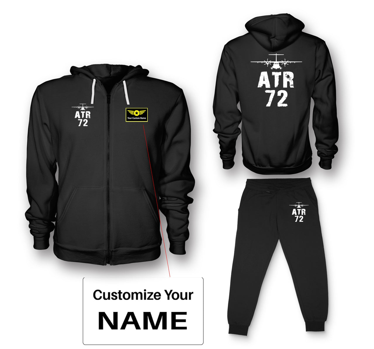 ATR-72 & Plane Designed Zipped Hoodies & Sweatpants Set