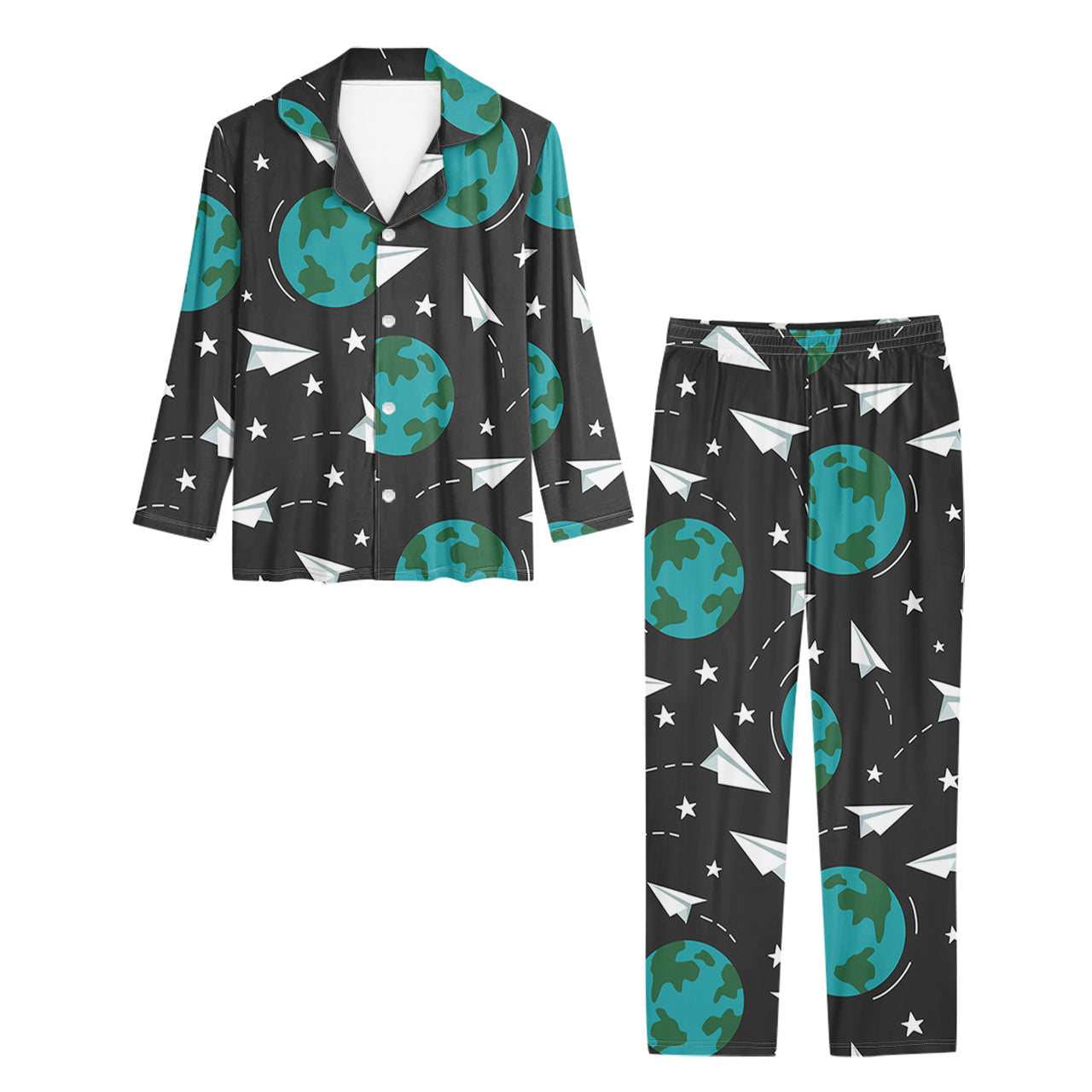 Paper Planes & Earth 2 Designed Women Button Pajamas