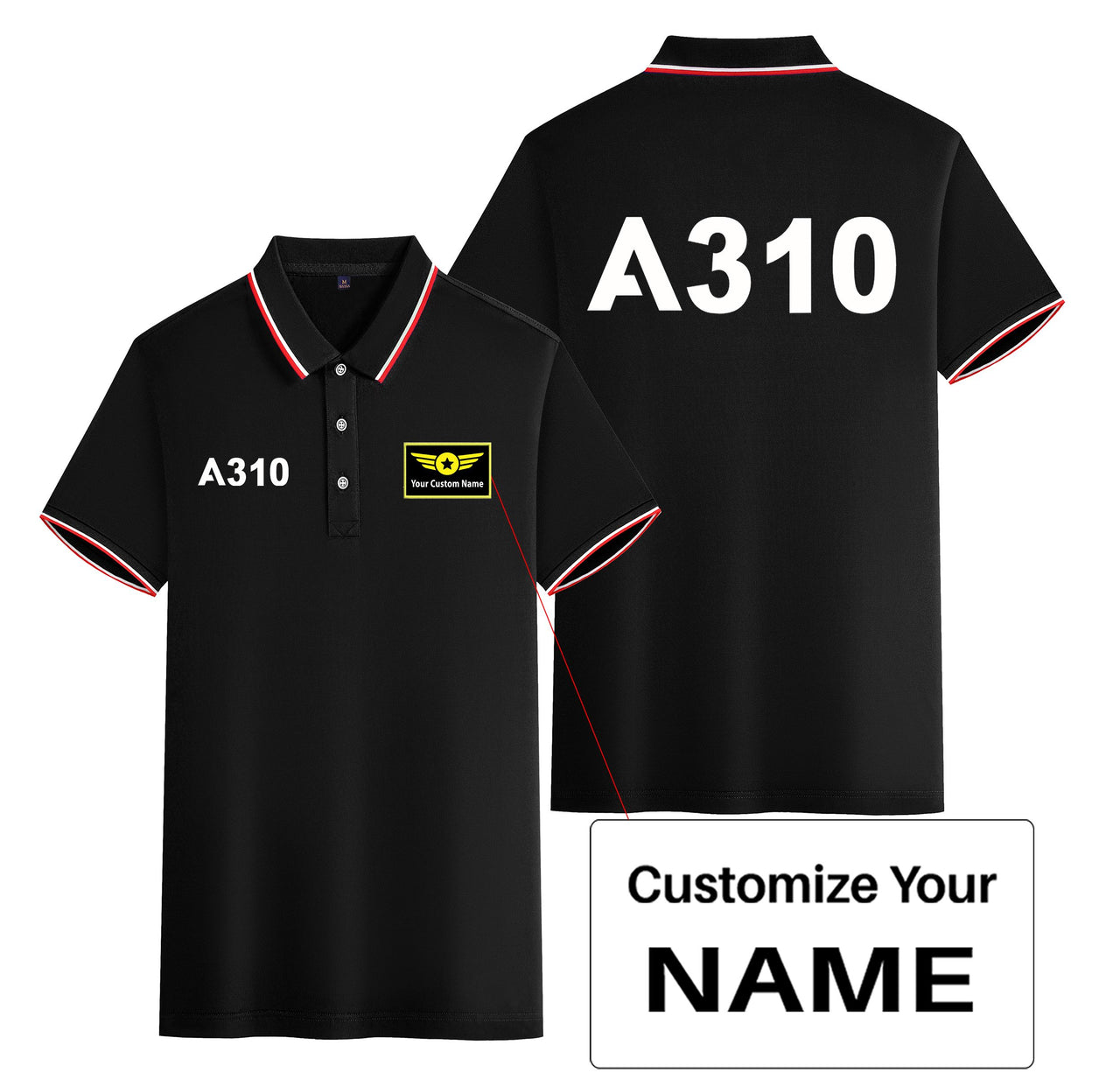 A310 Flat Text Designed Stylish Polo T-Shirts (Double-Side)