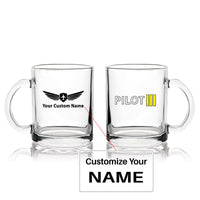 Thumbnail for Pilot & Stripes (3 Lines) Designed Coffee & Tea Glasses