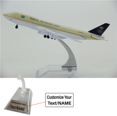 Saudi Arabian Boeing 747 Airplane Model (16CM) aviation themed 16-18cm scale model aircraft, diecast metal.