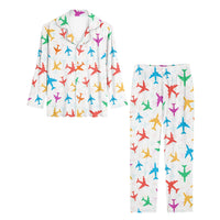 Thumbnail for Cheerful Seamless Airplanes Designed Women Button Pajamas