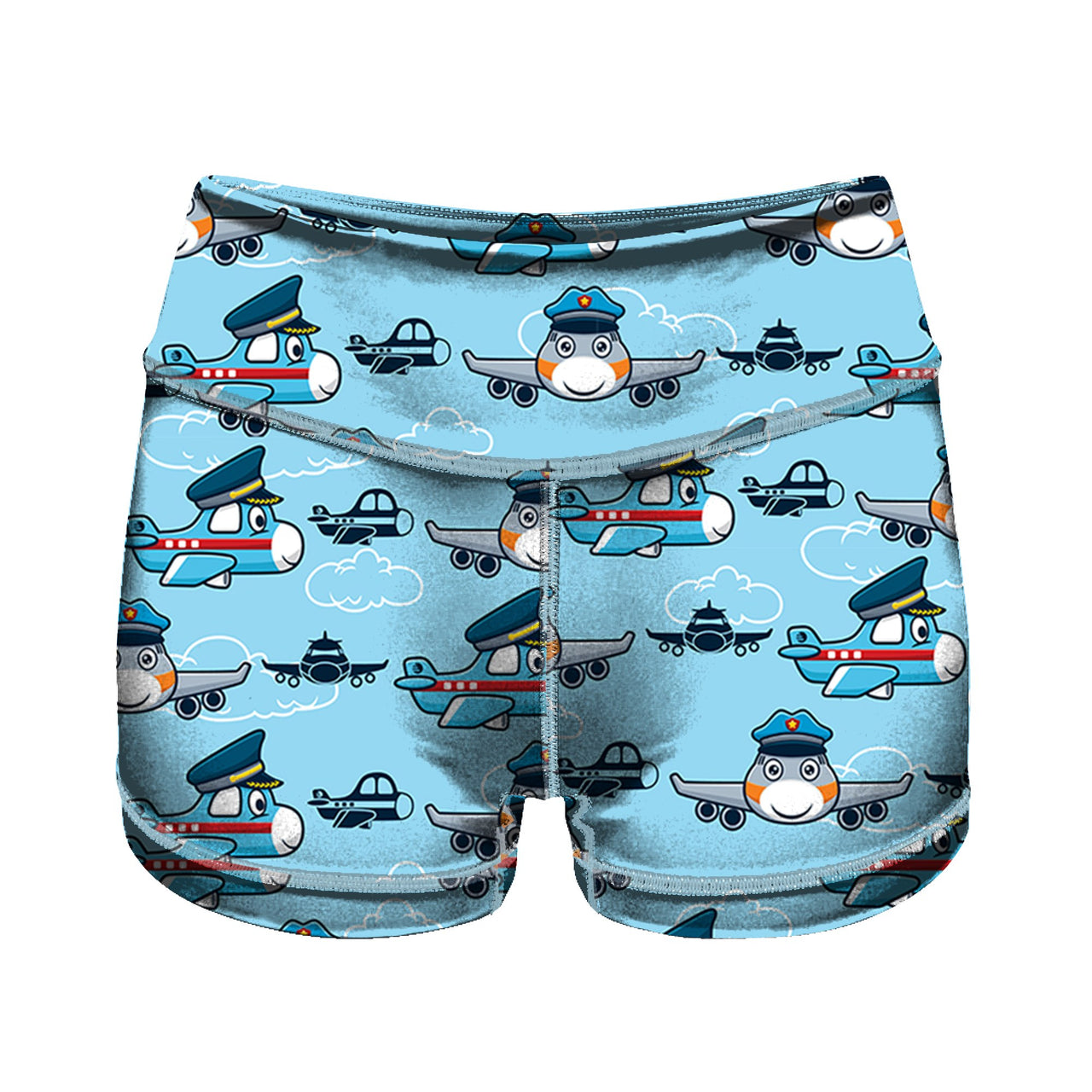Cartoon & Funny Airplanes Designed Women Yoga Shorts Pants
