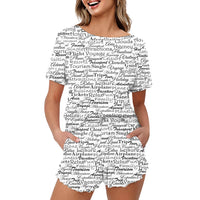 Thumbnail for Aviation Lovers Texts Designed Women Summer Home Suits