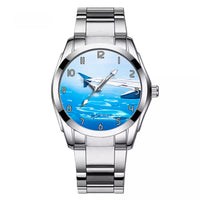 Thumbnail for Outstanding View Through Airplane Wing Designed Stainless Steel Band Watches