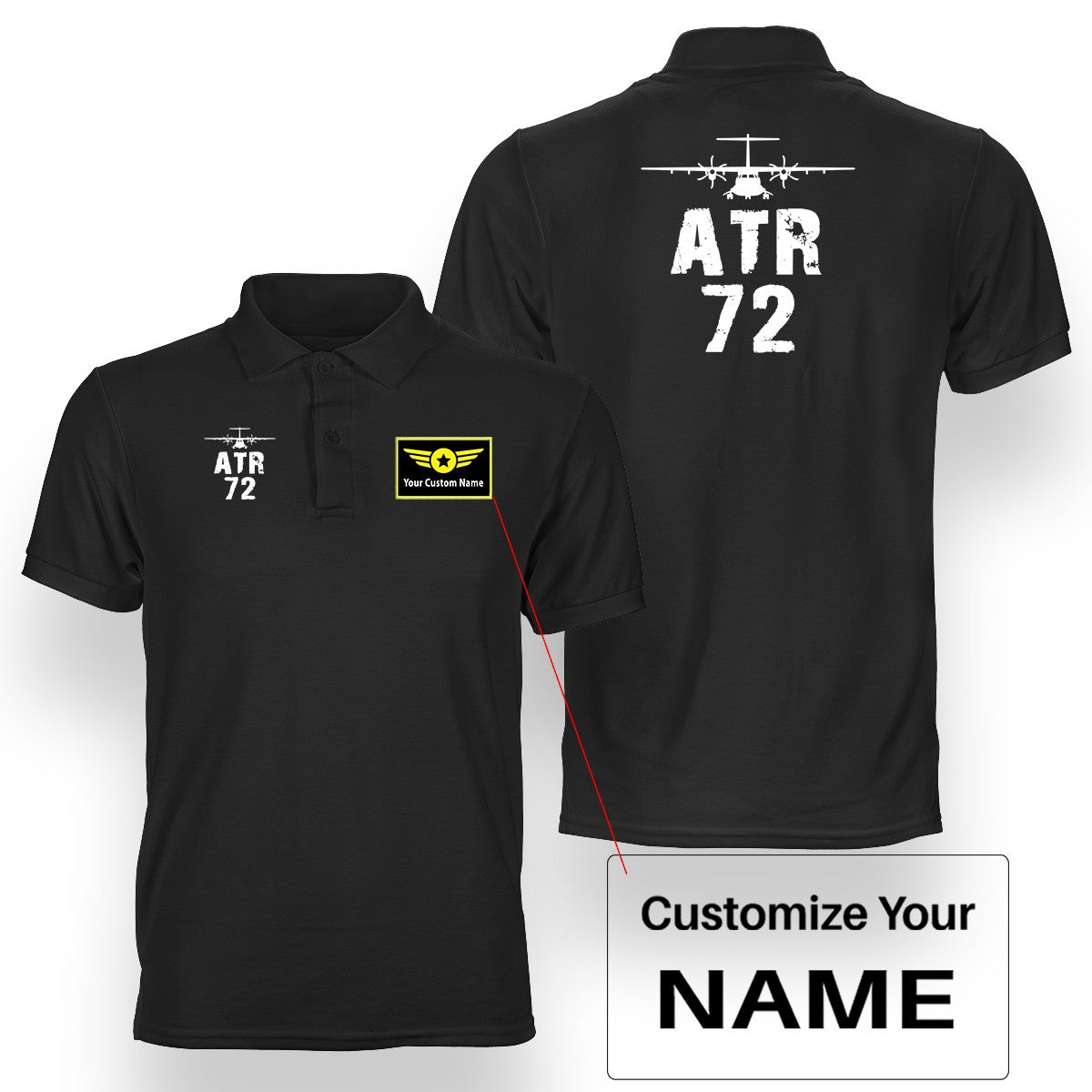 ATR-72 & Plane Designed Double Side Polo T-Shirts