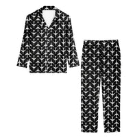 Thumbnail for Perfectly Sized Seamless Airplanes Black Designed Women Button Pajamas