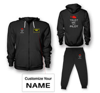 Thumbnail for Trust Me I'm a Pilot (Helicopter) Designed Zipped Hoodies & Sweatpants Set