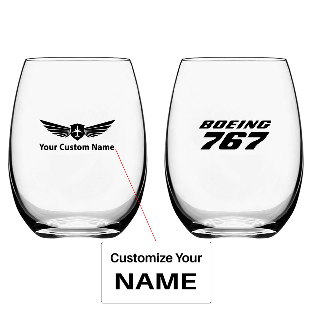 Boeing 767 & Text Designed Water & Drink Glasses