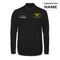 Thumbnail for I'D Rather Be Flying Designed Long Sleeve Polo T-Shirts