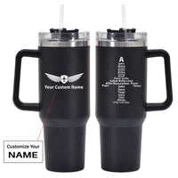 Thumbnail for Airplane Shape Aviation Alphabet Designed 40oz Stainless Steel Car Mug With Holder