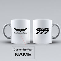 Thumbnail for Boeing 777 & Text Designed Ceramic White Mugs