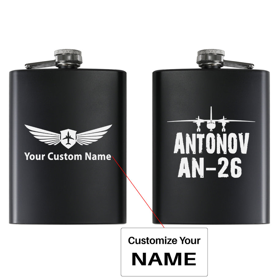 Antonov AN-26 & Plane Designed Stainless Steel Hip Flasks
