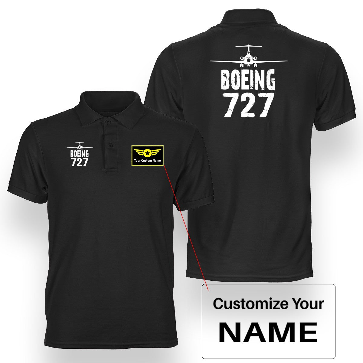 Boeing 727 & Plane Designed Double Side Polo T-Shirts