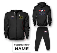 Thumbnail for US Air Force Designed Zipped Hoodies & Sweatpants Set