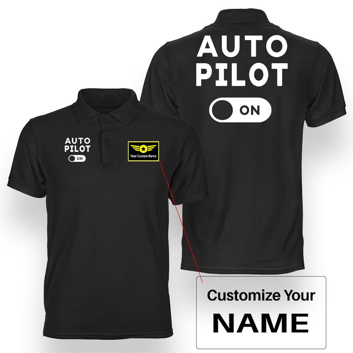 Auto Pilot ON Designed Double Side Polo T-Shirts