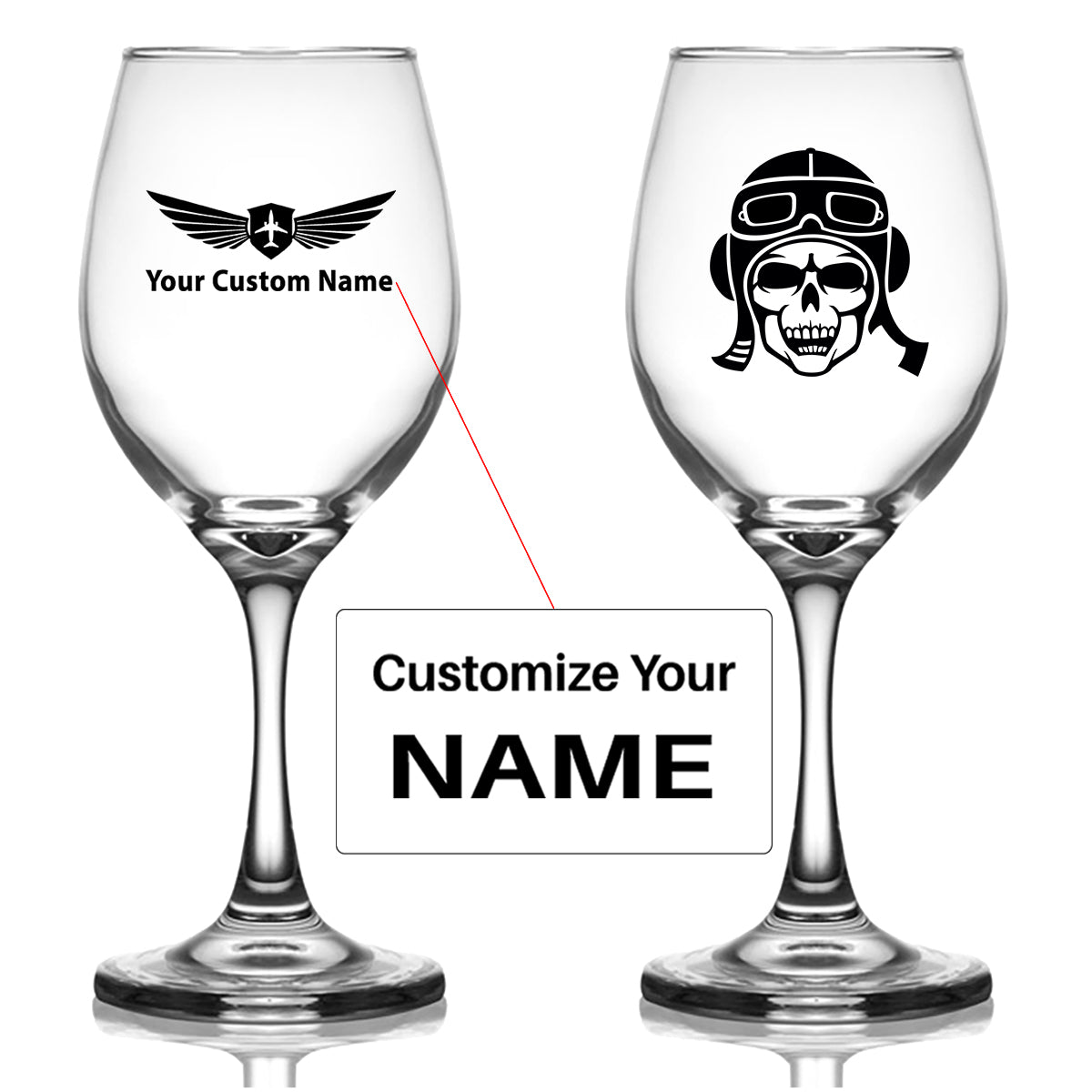 Skeleton Pilot Designed Wine Glasses