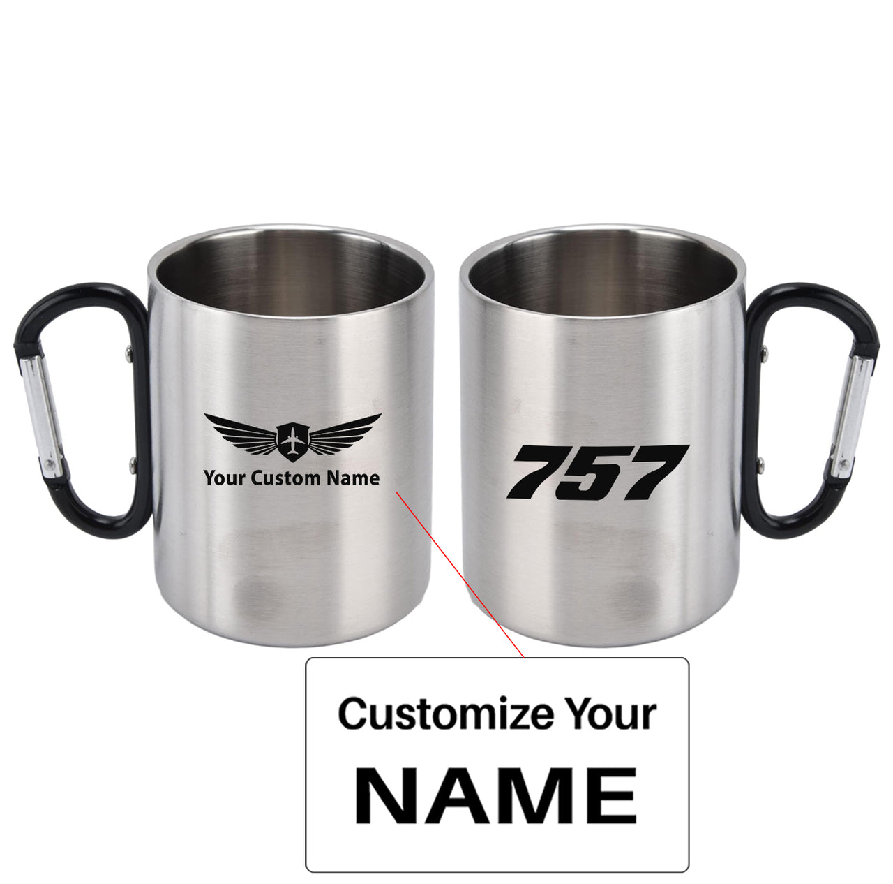 757 Flat Text Designed Stainless Steel Outdoors Mugs