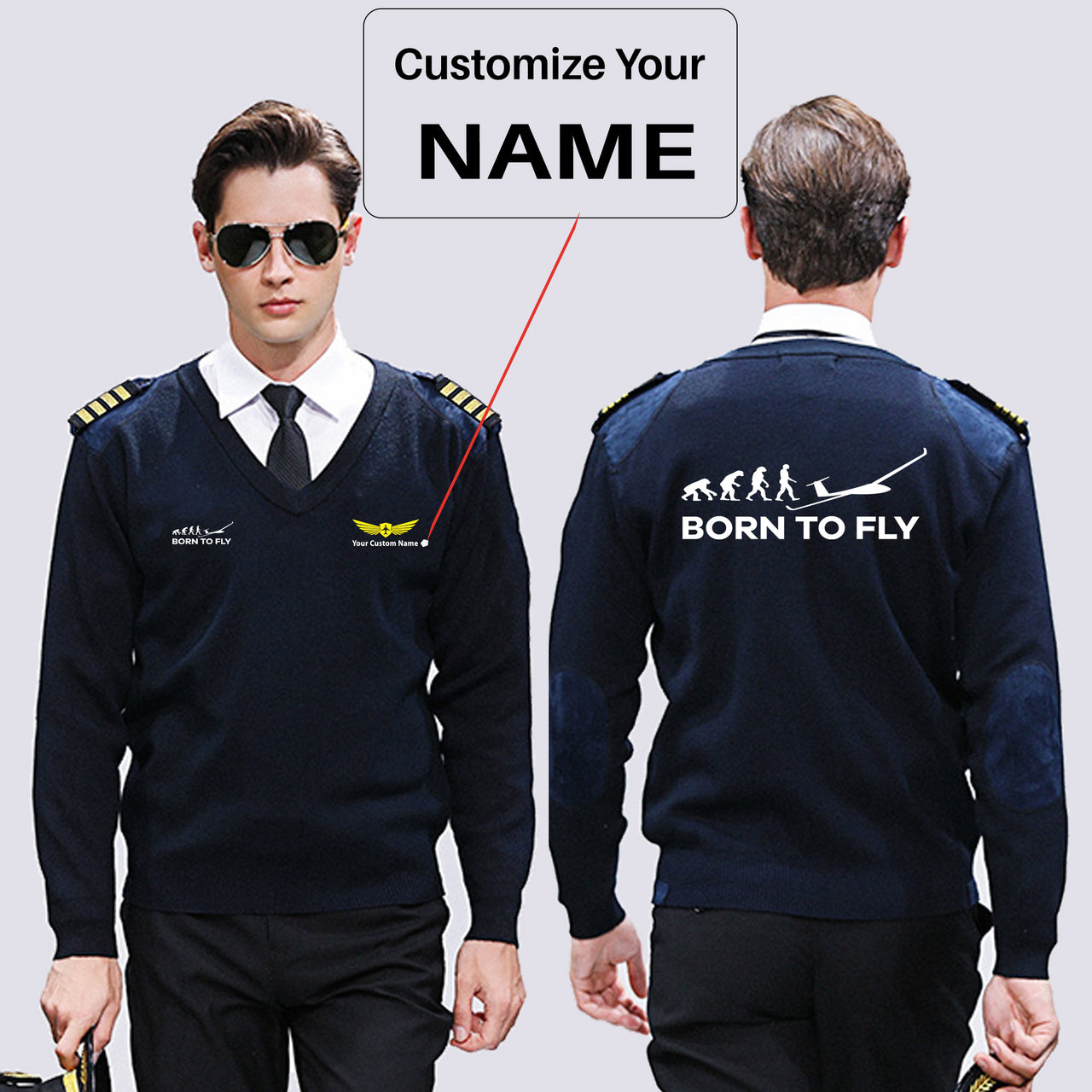 Born To Fly Glider Designed Wool Pilot Sweaters