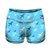 Thumbnail for Cool & Super Airplanes 2 Designed Women Yoga Shorts Pants