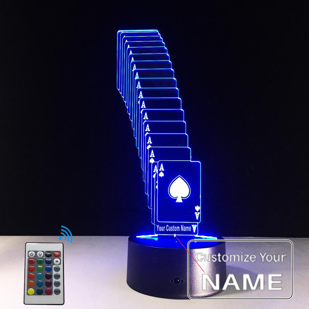 3D Poker Cards Designed Night Lamp