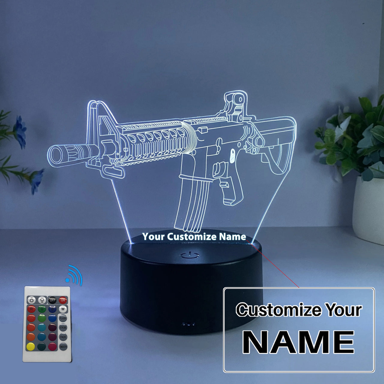 3D Submachine Gun Modeling Designed Night Lamp