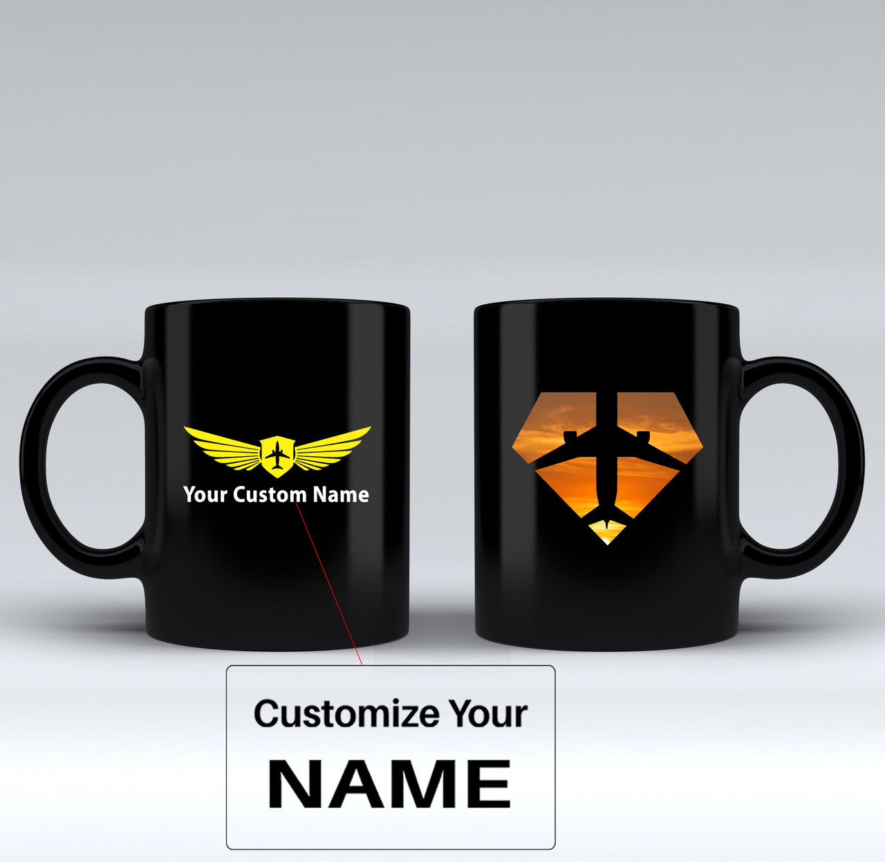 Supermen of The Skies (Sunset) Designed Black Mugs