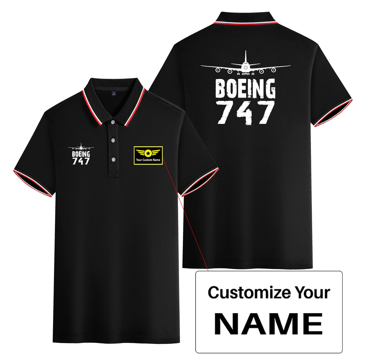 Boeing 747 & Plane Designed Stylish Polo T-Shirts (Double-Side)