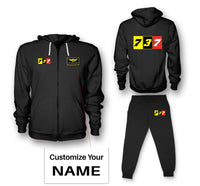 Thumbnail for Flat Colourful 737 Designed Zipped Hoodies & Sweatpants Set