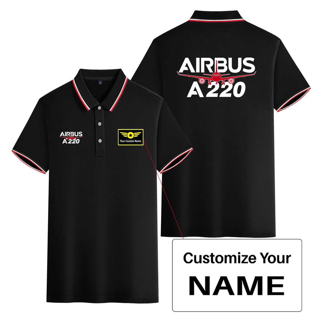 Amazing Airbus A220 Designed Stylish Polo T-Shirts (Double-Side)