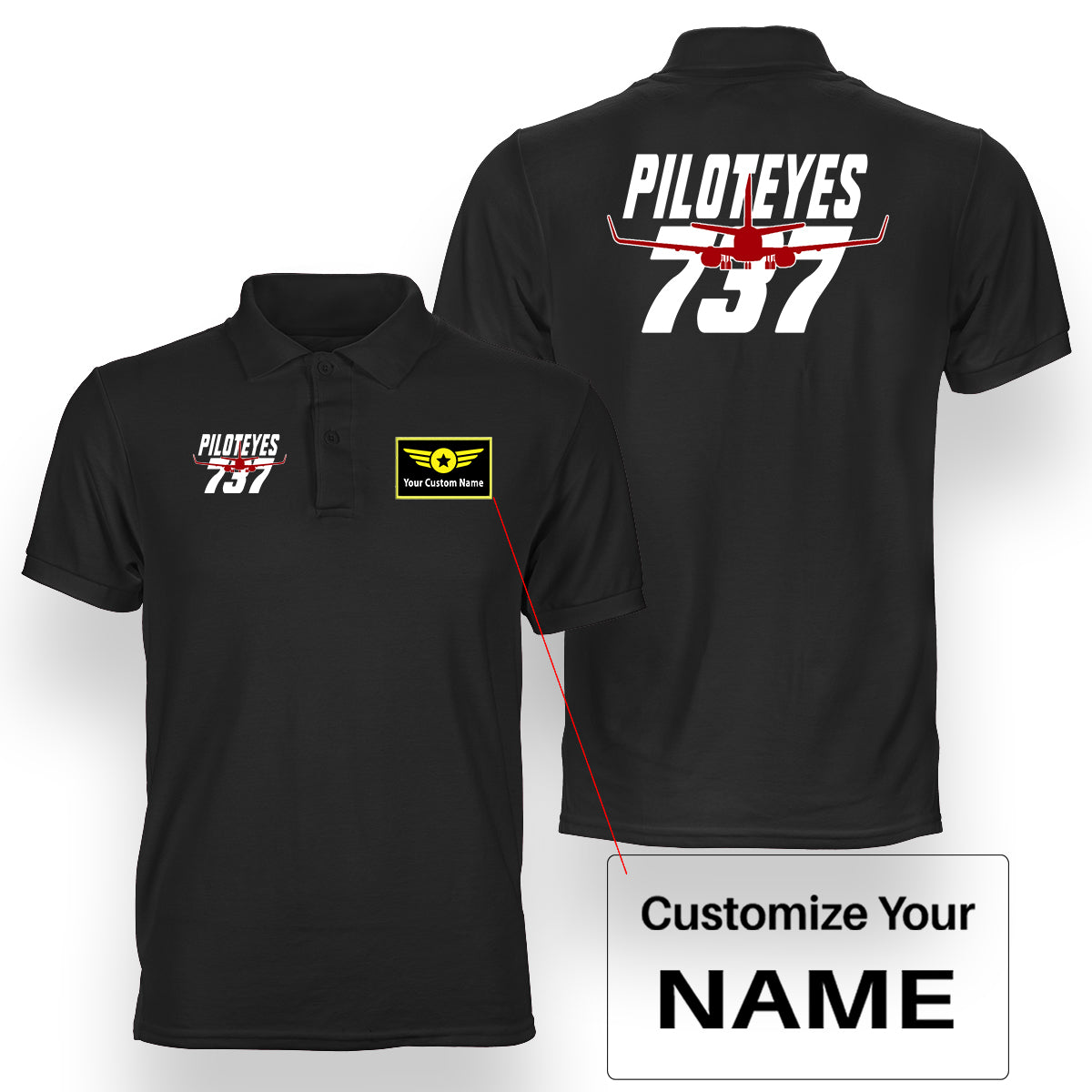 Amazing Piloteyes737 Designed Double Side Polo T-Shirts